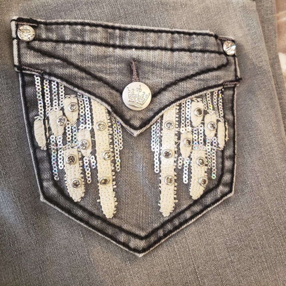 🌼HP🌼Rebel & Soul Faded Black Jeans w/Bling Pockets - Picture 5 of 6